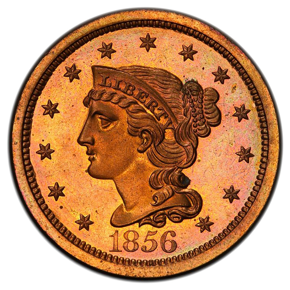 1855 Braided Hair Half Cent Early Copper Half Penny Coin Value Prices,  Photos & Info