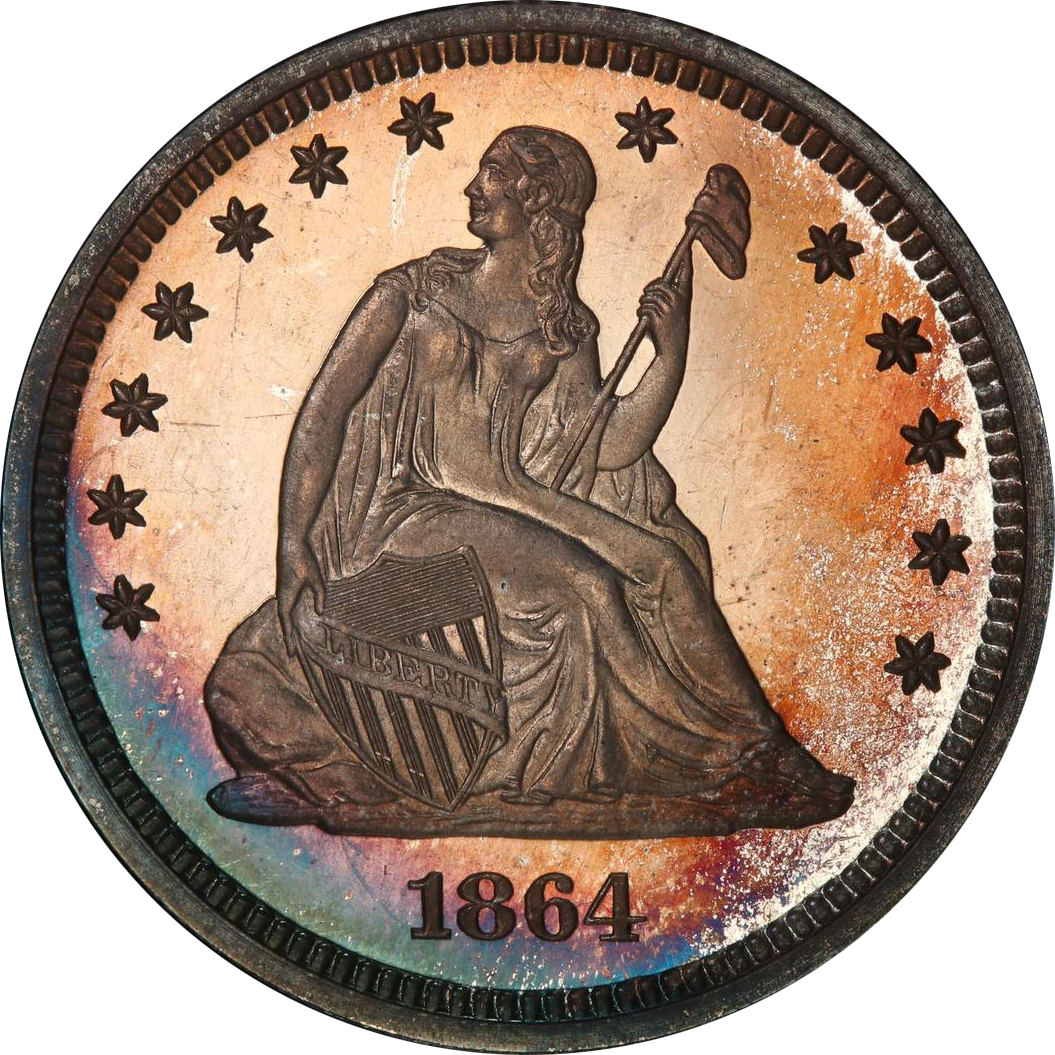 1864 25c Pf | Seated Liberty Quarters | Coin
