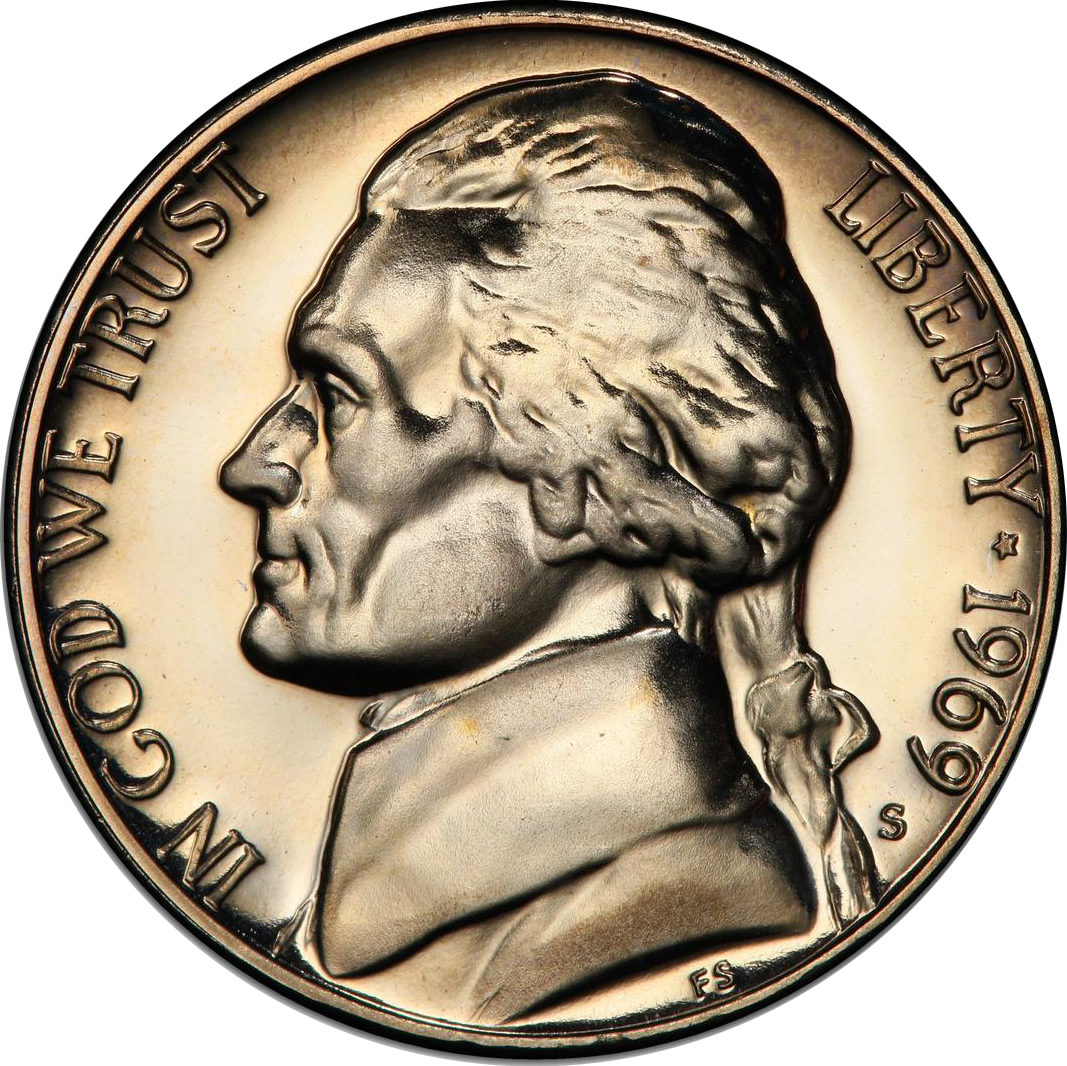 1969 S 5c Pf | Jefferson Nickels | Coin